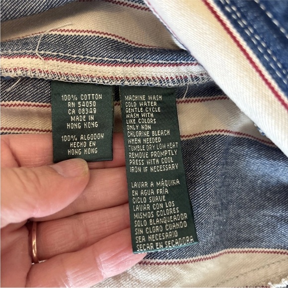 Ralph Lauren Jeans Company Striped Denim Jacket Zip Snap Red Cream Blue Medium - Picture 9 of 15